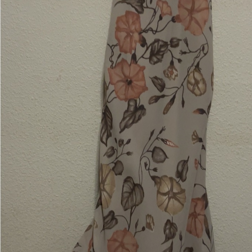 Alyn Paige Brown and Tan Ruffled Sheath Maxi Dress
